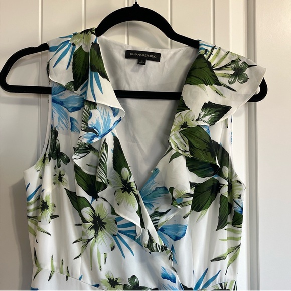 Banana Republic Dress Size 4 Spring Floral Ruffles High Low Feminine Romantic - Picture 3 of 8